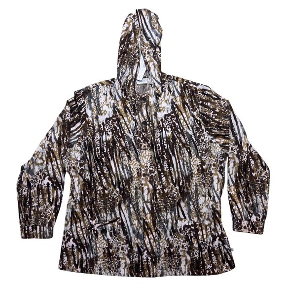Zenergy Jacket Women's 3 Multicolor Animal Print Stretch Long Sleeve Hooded NWT - Picture 1 of 6